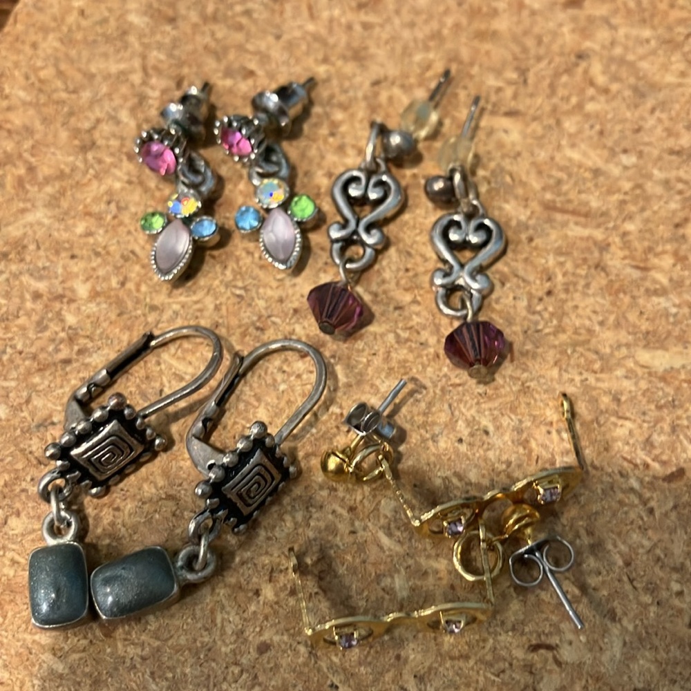 Dangle Earrings Bundle 4 Pairs Dainty silver and gold tones - Picture 4 of 12